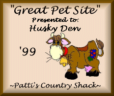 Patti's Country Shack Great Pet Site Award